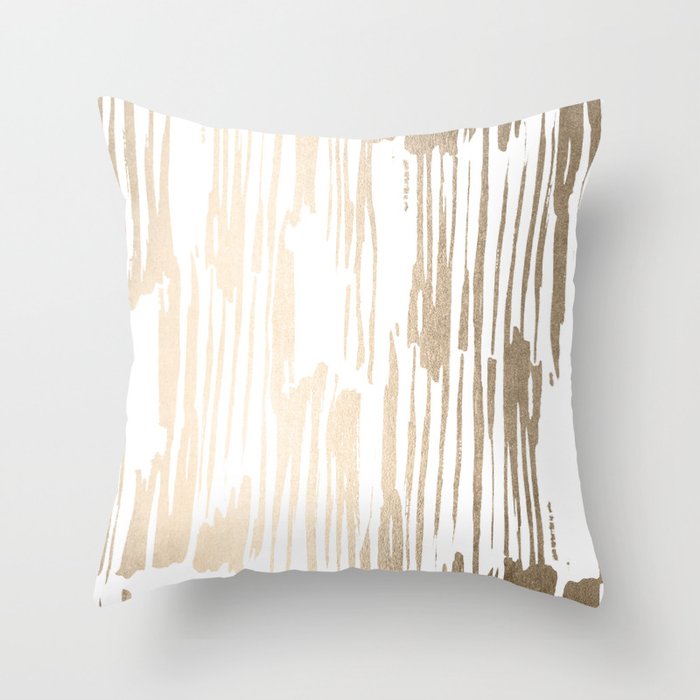 White Gold Sands Thin Bamboo Stripes Throw Pillow