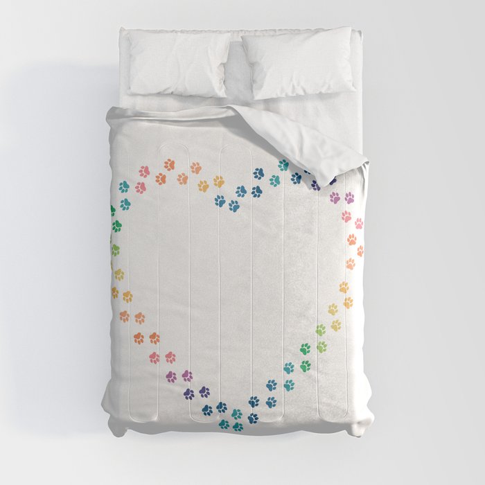 Rainbow paw heart Comforter