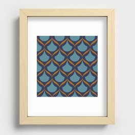 Moroccan Ogee Pattern 2.1 Blue Teal Orange Ribbon Recessed Framed Print