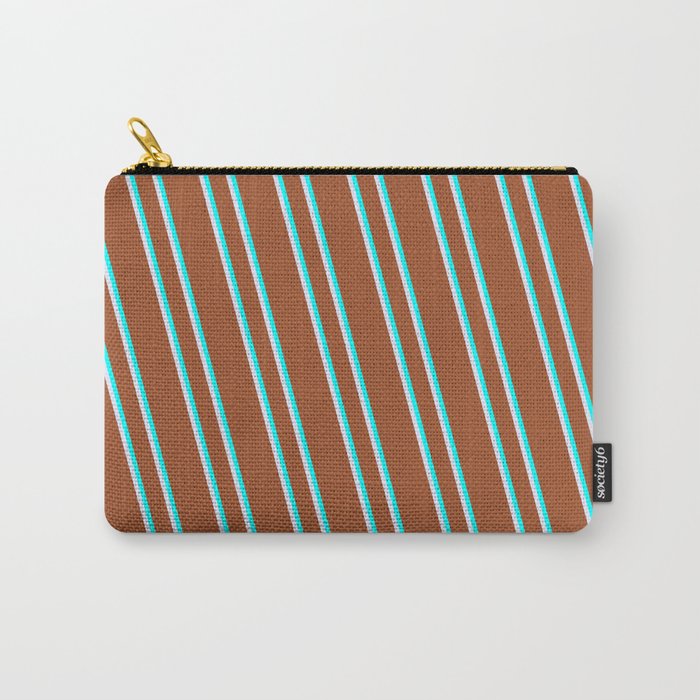 Sienna, Cyan & Lavender Colored Lined Pattern Carry-All Pouch