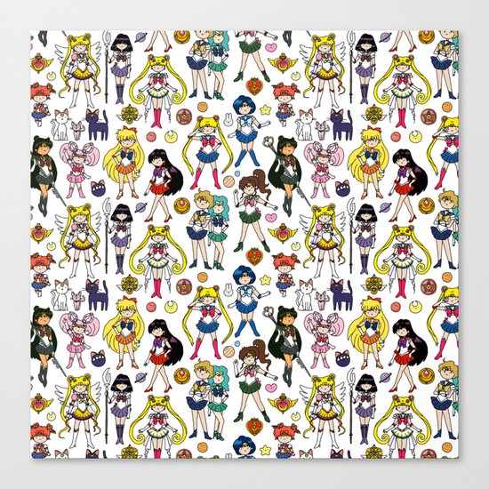 Kawaii Sailor Senshi Doodle Canvas Print