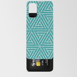 Alabaster White Solid Color Aztec Tribal Triangle Pattern on Aqua Teal Turquoise - Aquarium SW 6767 Android Card Case