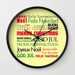 merry christmas in different languages I Wall Clock