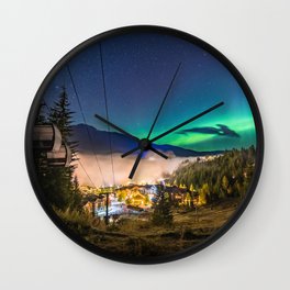 Aurora - Northern Lights in Whistler Creekside with Kadenwood Gondola Wall Clock