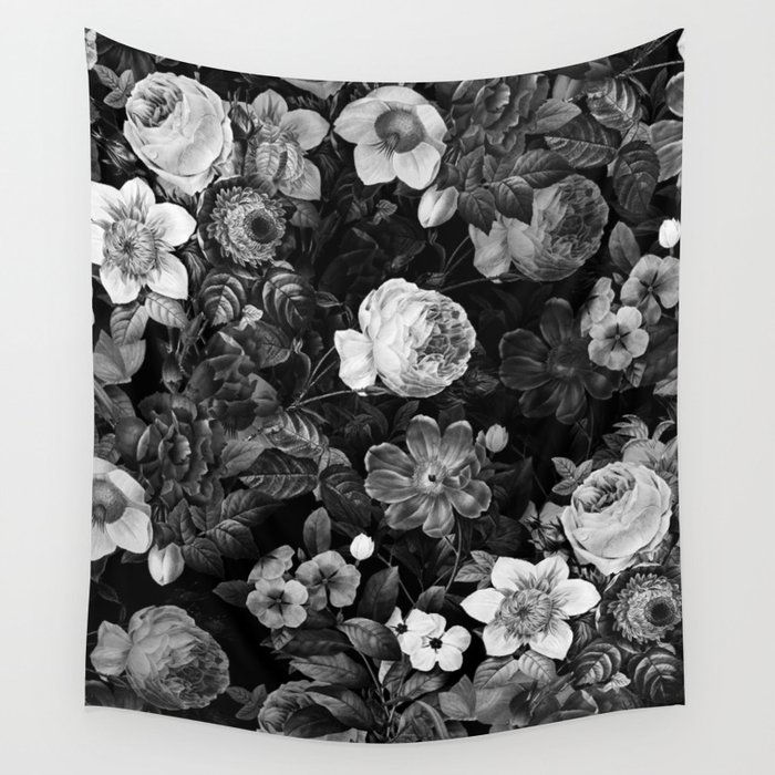 Black and White Garden Wall Tapestry