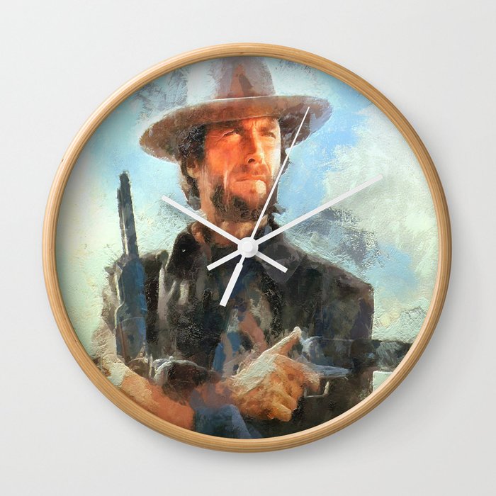 Portrait of Clint Eastwood Wall Clock