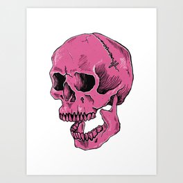 Hot Pink Skull (death is cool) Art Print