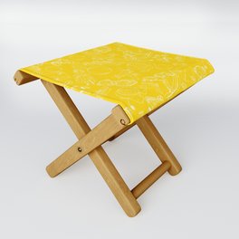 Yellow and White Toys Outline Pattern Folding Stool