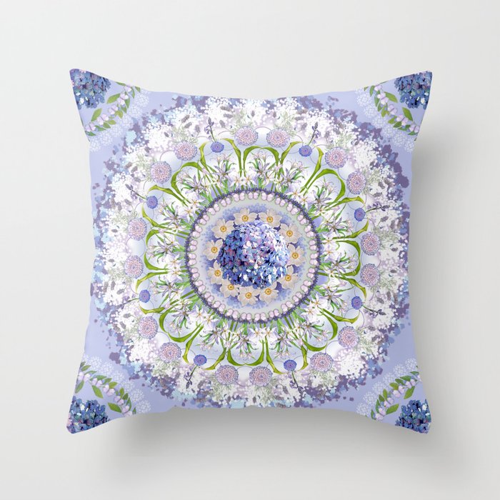 Blue Floral Throw Pillow