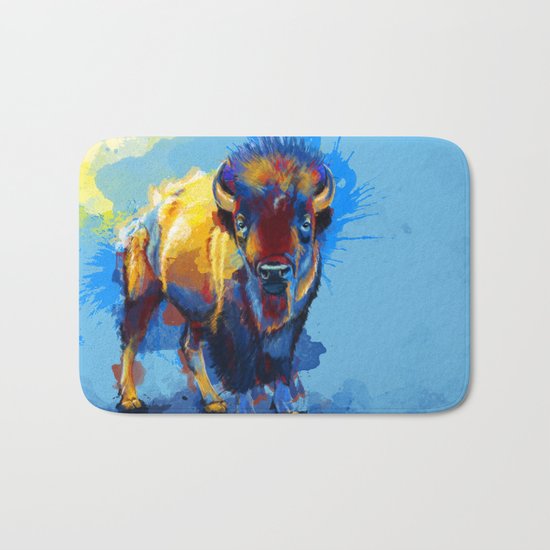 On the Plains - Bison painting Bath Mat
