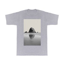 Cannon Beach Haystack Black and White T Shirt | Cannon Beach, Landscape, Captivating, Photo, Waves, Scenic, Coast, Pnw, Reflection, Oregon 