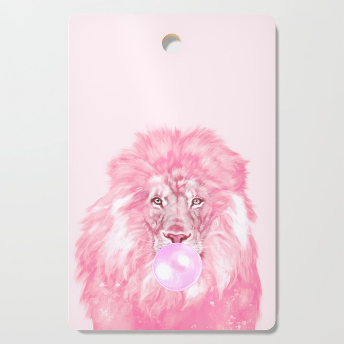 Lion Chewing Bubble Gum in Pink Cutting Board