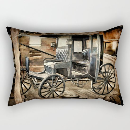 Vintage Horse Drawn Carriage Rectangular Pillow