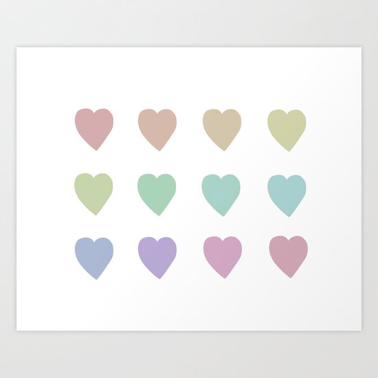Pastel Hearts Art Print