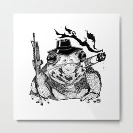 Boss Frog Metal Print | Gangster, Cigar, Black, Frog, Animal, Bnw, Gun, Minimal, Scarface, Reptile 