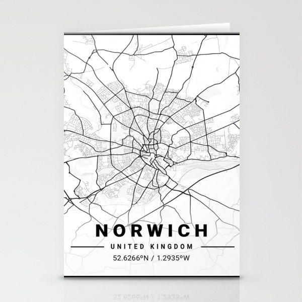Norwich tourist map Stationery Cards