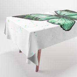 Green Butterfly Watercolor Tablecloth