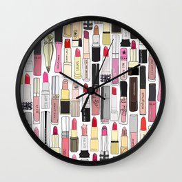Lipsticks Makeup Collection Illustration Wall Clock