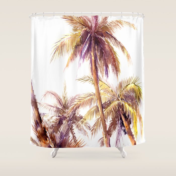 Palm Trees Coconut Palms Tropical Beach Palm Tree Shower Curtain