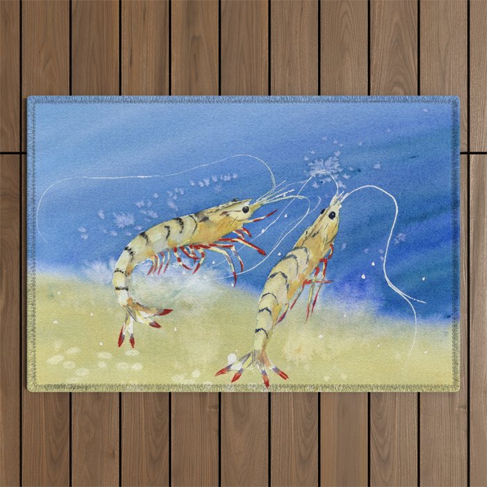 Swimming Together - Shrimp Outdoor Rug