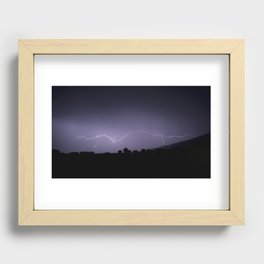 Lightning in a purple sky. Recessed Framed Print