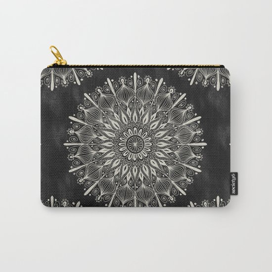 Vintage Mandala on black Carry-All Pouch