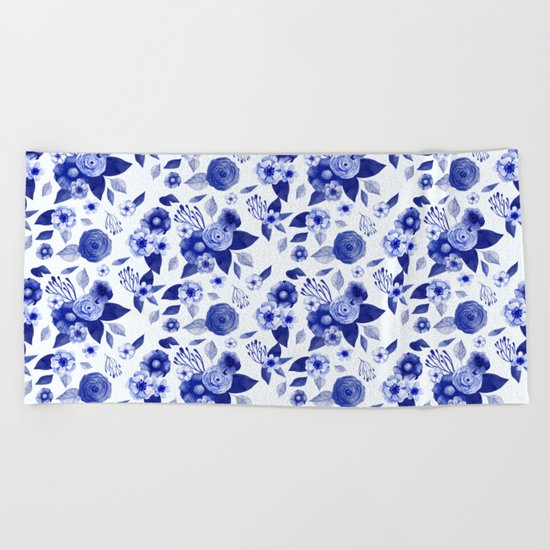 Flowers Print Beach Towel