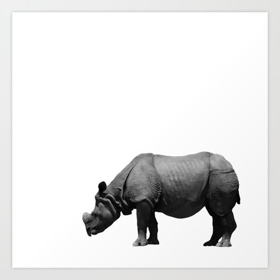Bored Rhino Art Print