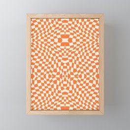 Orange and white checker symmetrical pattern Framed Mini Art Print
