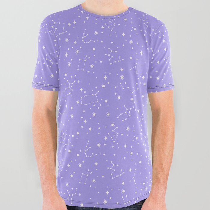 Purple Constellations All Over Graphic Tee