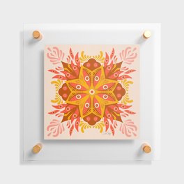 Trippy Mandala – Retro Ochre Floating Acrylic Print