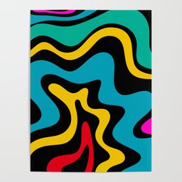 Liquid Swirl Retro 80s Abstract Pattern 4 Poster