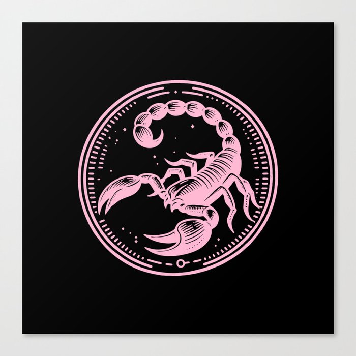 Pink & Black Scorpio Scorpion Zodiac Symbol Canvas Print