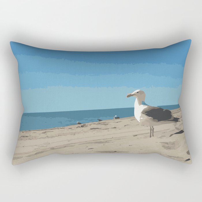seagull on beach Rectangular Pillow