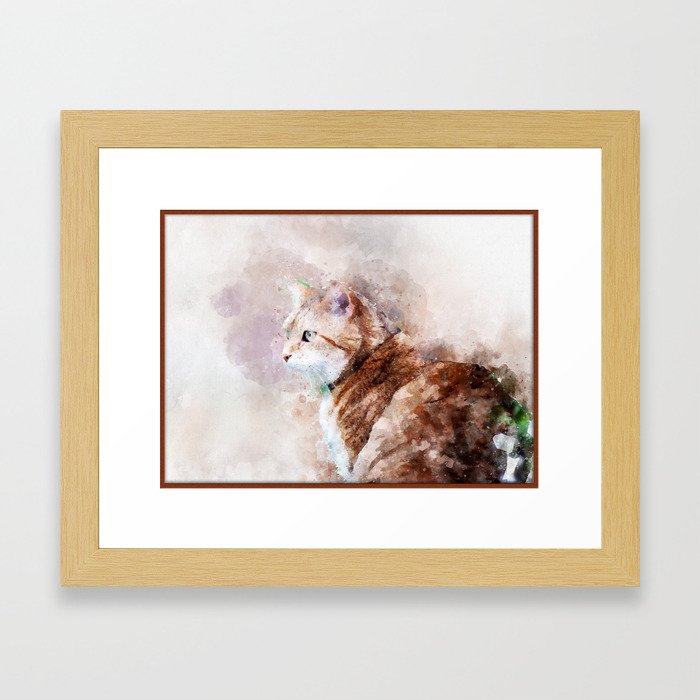 cat of watercolor Framed Art Print