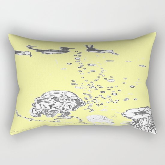 Two Tailed Duck and Jellyfish Baby Yellow Rectangular Pillow