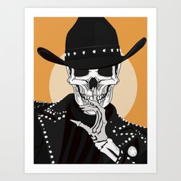undead cowboy skeleton art inspired by lil nas x western outfit Art Print