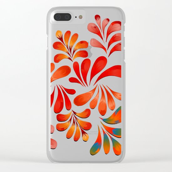Floral Dance in Red Clear iPhone Case