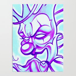 Cool Blue Clown Poster