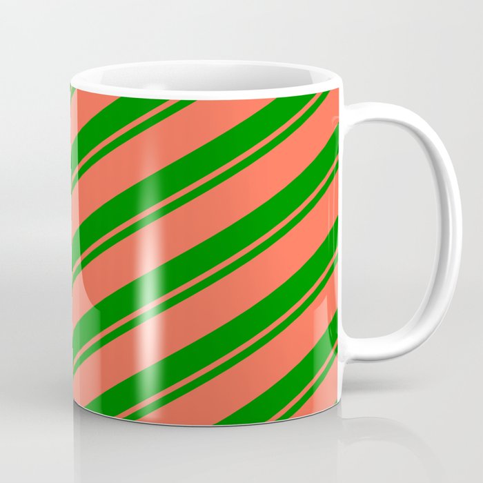 Green & Red Colored Pattern of Stripes Coffee Mug