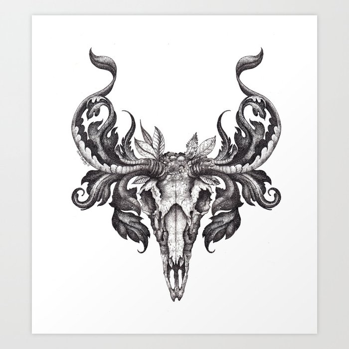 Deer Skull  Art Print