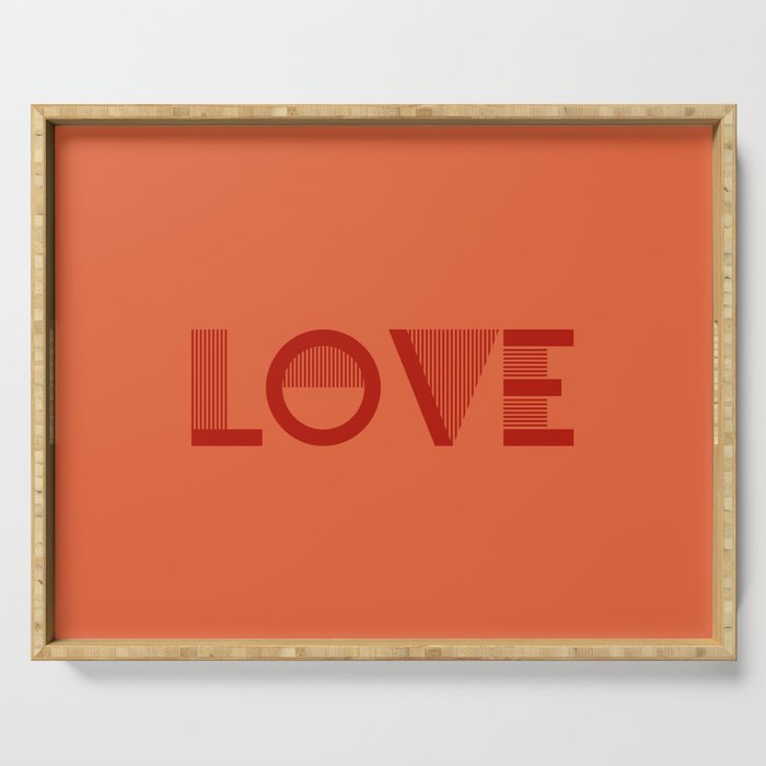 LOVE Coral Rose solid color minimalist  modern abstract illustration  Serving Tray