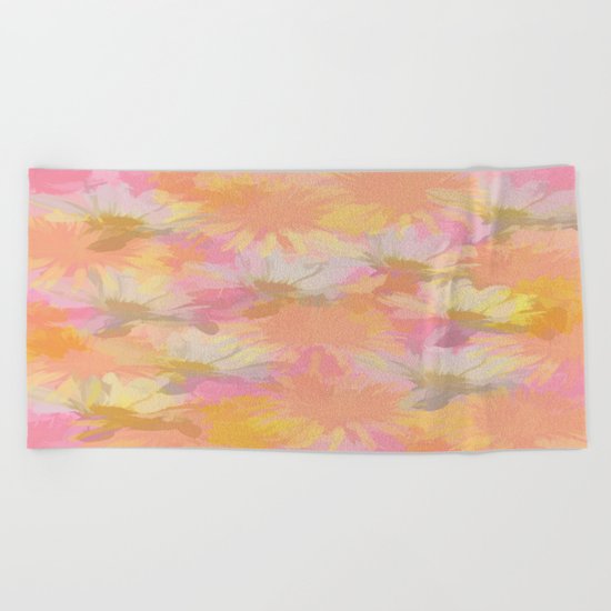 Painted Spring Flowers Beach Towel