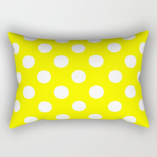 Polka Dots (White/Yellow) Rectangular Pillow