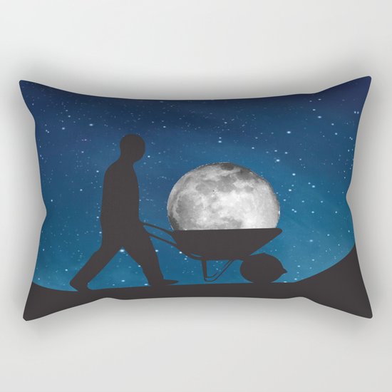 Moon In Wheelbarrow Rectangular Pillow
