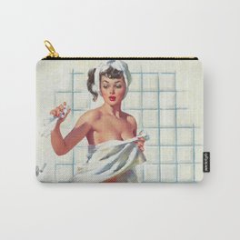 Pin Up Girl in White Bathroom Carry-All Pouch