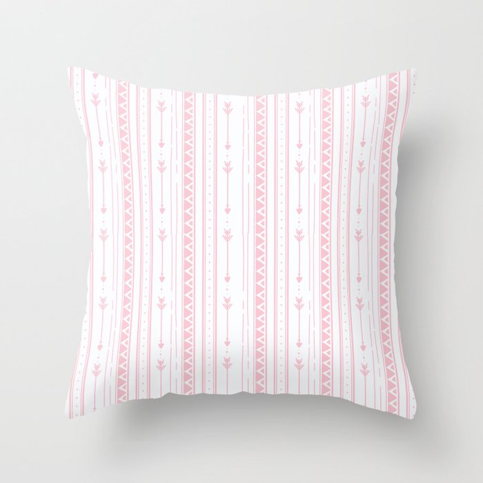 Blush Pink White Bohemian Arrows Zigzag Geometrical Throw Pillow