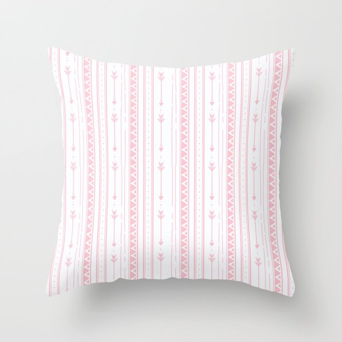 Blush pink white bohemian arrows zigzag geometrical Throw Pillow