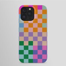 Checkerboard Collage iPhone Case | Bright, Retro, Check, Checkerboard, Colorful, Geometric, Happy, Pattern, Offbeat, Modern 