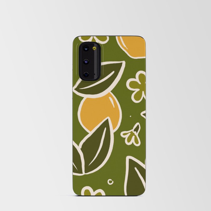 Yellow lemons citrus fresh summer boho green Android Card Case